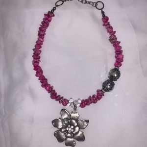 Pink Stone Flower Necklace